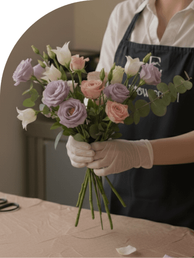 Florist arranging flowers